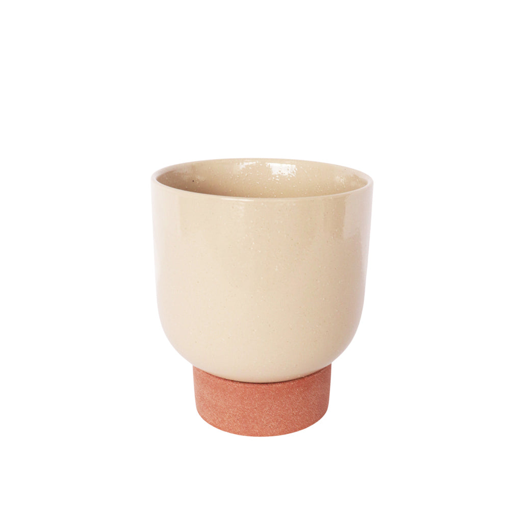 2x Urban Prim Tall 19cm Ceramic Planter w/ Saucer Medium - White/Terracotta