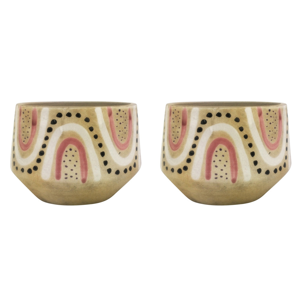 2x Urban Freya Tribal 14cm Ceramic Planter Pot - Medium