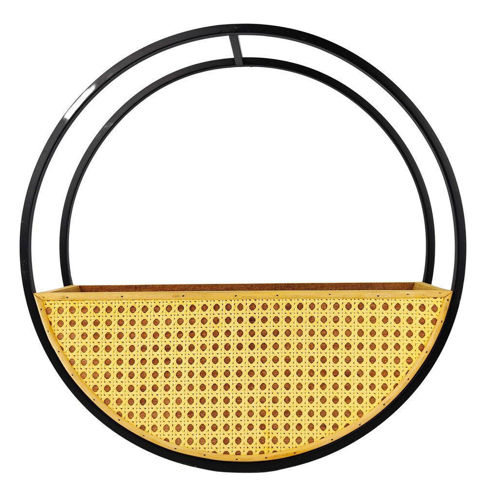 Urban Circle 49cm Metal/Wood Wall Planter Pot Medium - Natural