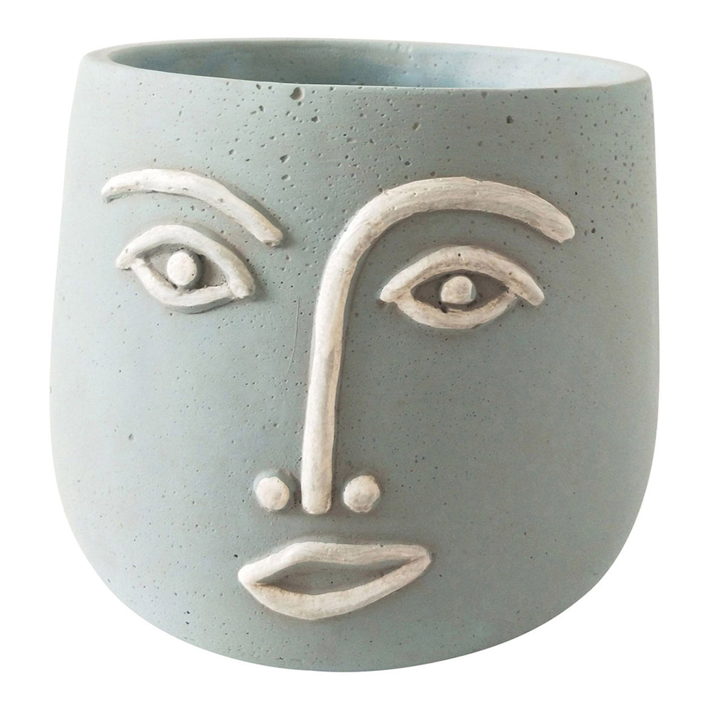 2x Urban 16cm Concrete Face Planter Flower Pot Medium - Blue