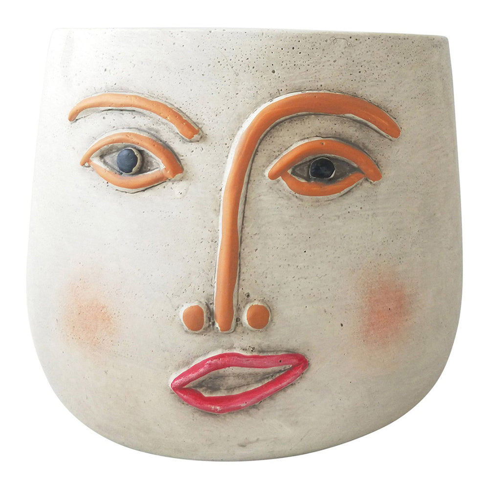 2x Urban 16cm Concrete Face Planter Pot Medium - White