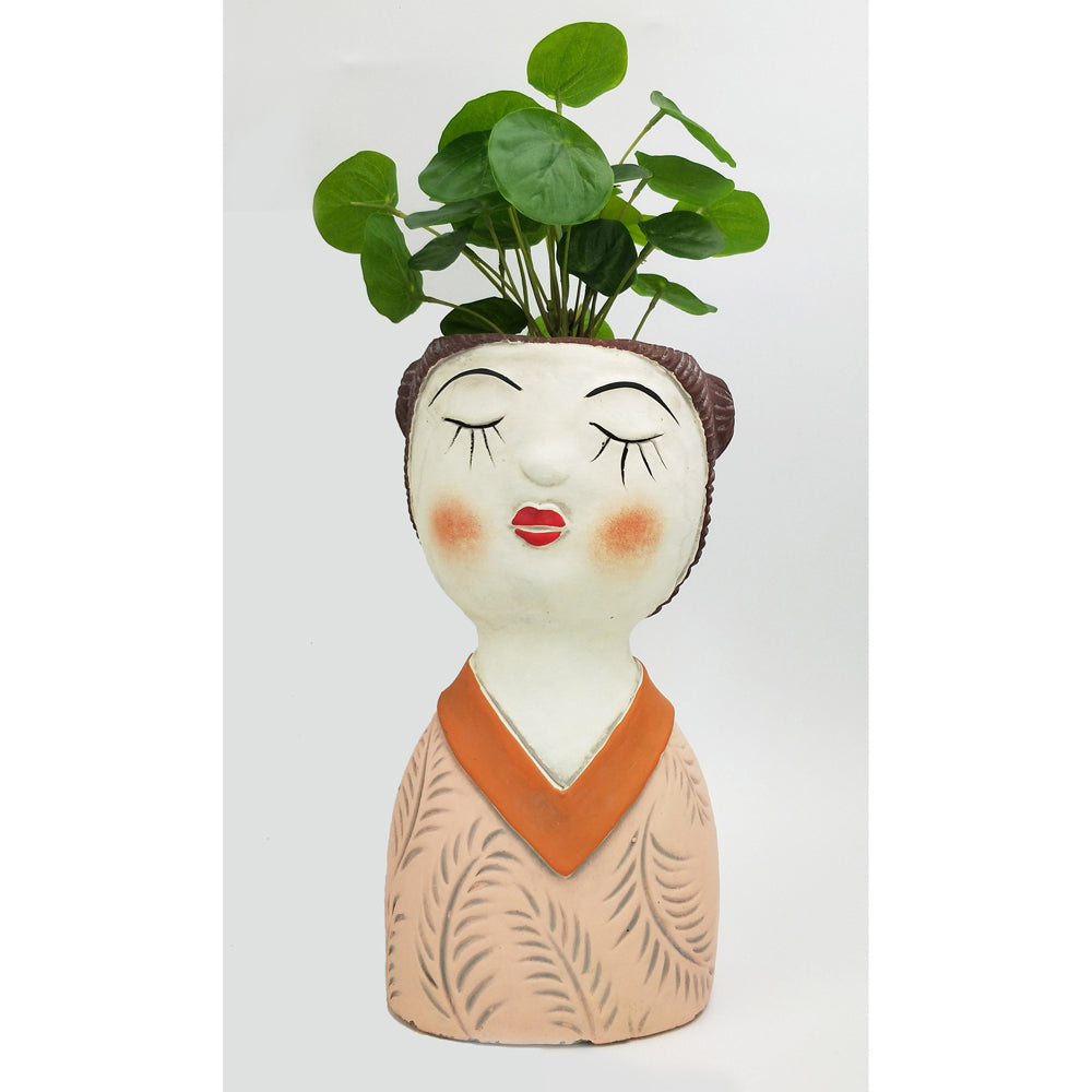2x Urban Lady Palm 29cm Concrete Planter Pot Large - Pink