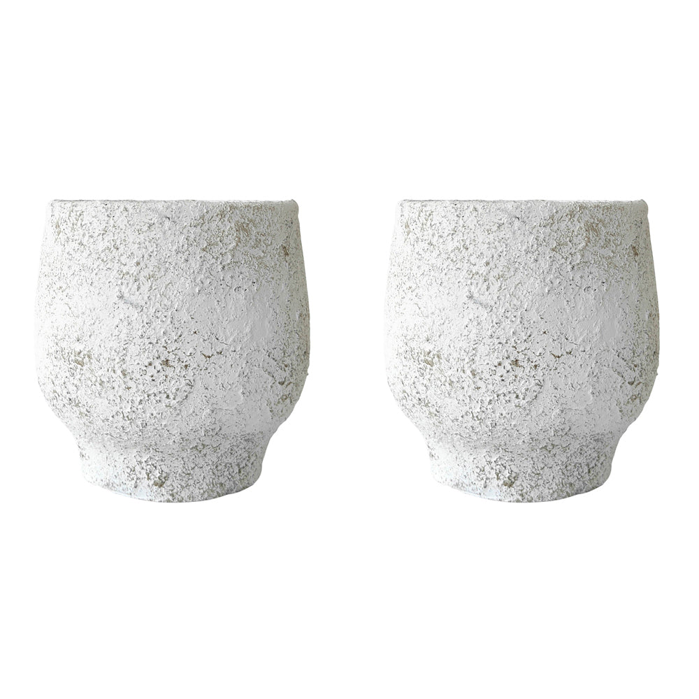 2x Urban Hope Textured 15cm Concrete Planter Pot Medium - White