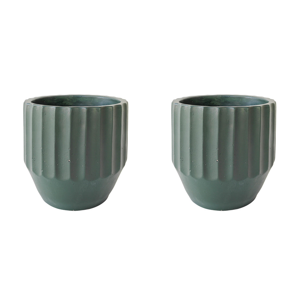 2x Urban Aylin 14cm Concrete Planter Pot Medium - Dark Green