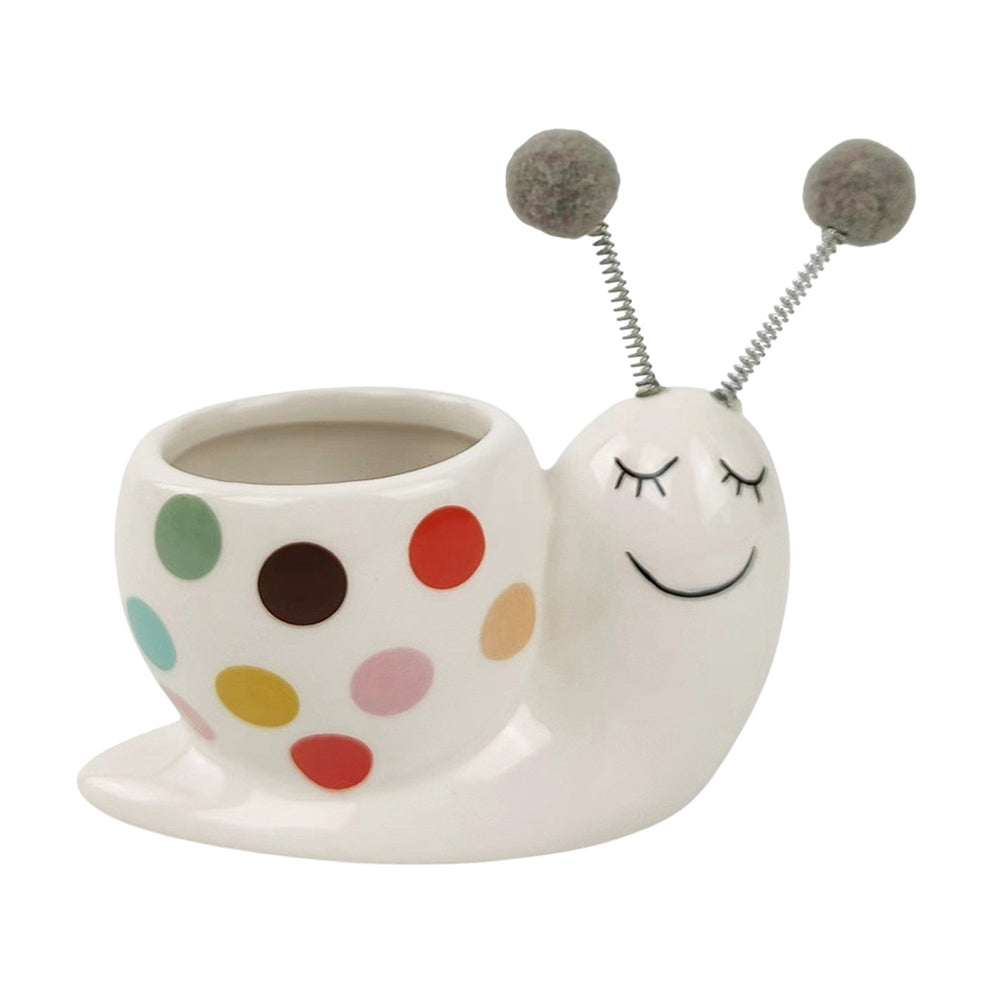 2x Urban Spotty Snail 9cm Ceramic Planter Ornament Display Pot - Small