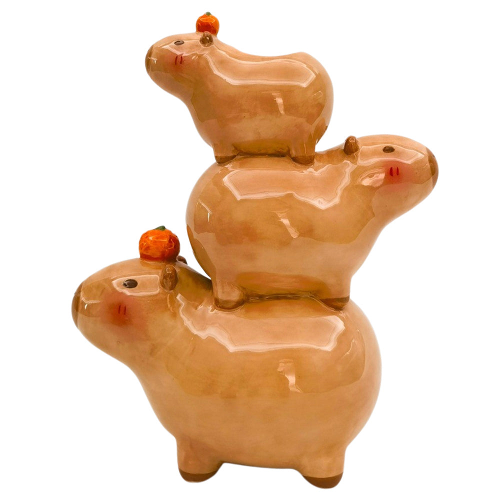 2PK Urban Capybara Family Stack Vase Brown 25cm Decorative Home Decor