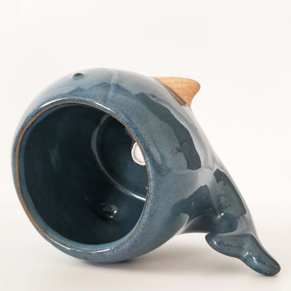 2x Urban Whale 7cm Ceramic Planter Ornament Display Pot Medium - Blue