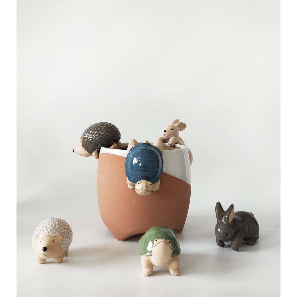 4x Urban 8cm Ceramic Turtle Pot Hanger Figurine - Assorted