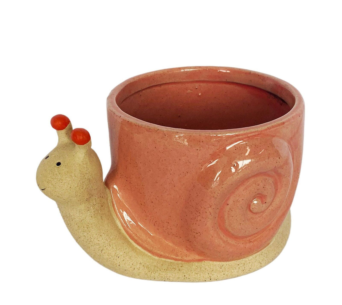 2x Urban Snail 8.5cm Ceramic Planter Ornament Display Pot Medium - Pink
