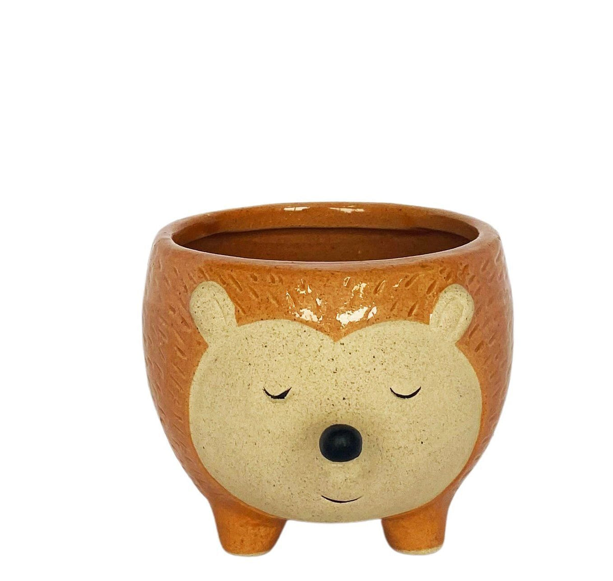 2x Urban Hedgehog 9.5cm Ceramic Planter Ornament Display Pot Small - Orange