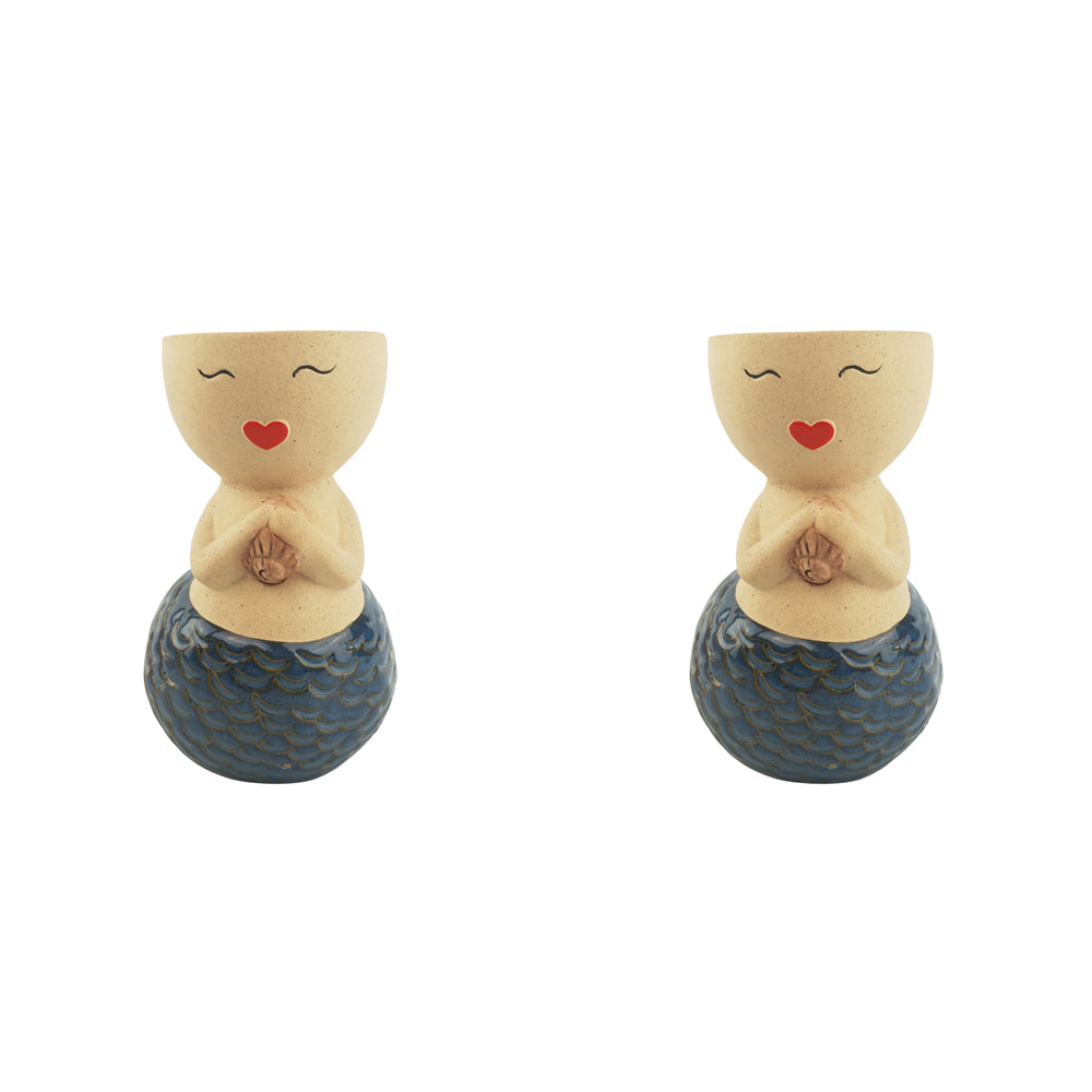 2x Urban Shelby 14cm Ceramic Planter w/ Legs Pot Small - Mustard