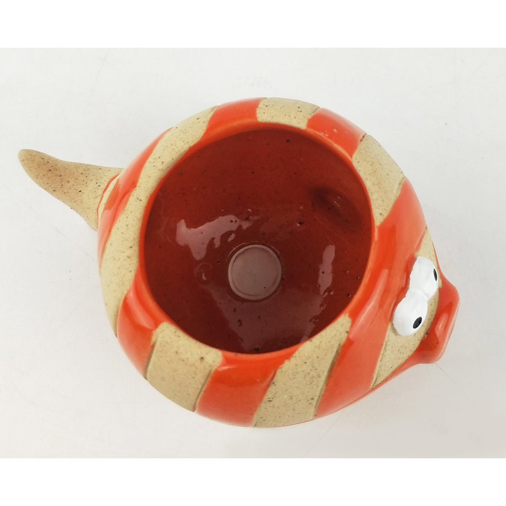 2x Urban Fish 6cm Ceramic Planter Ornament Display Pot Small - Orange