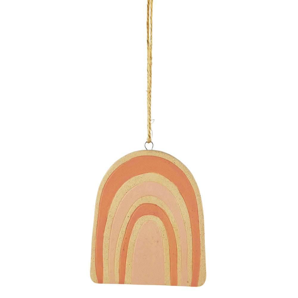 4x Urban 10cm Rainbow Ceramic Garden Hanging Charm - Pink