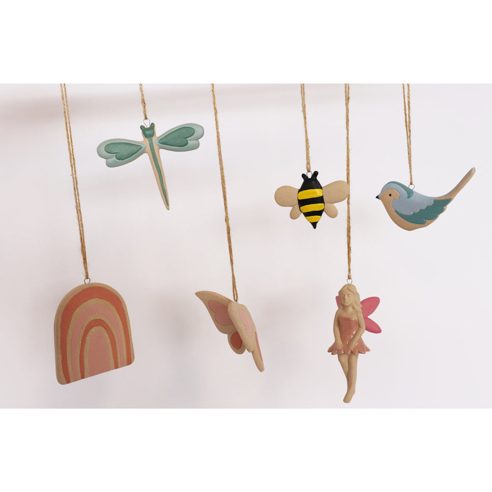 4x Urban 10cm Rainbow Ceramic Garden Hanging Charm - Pink
