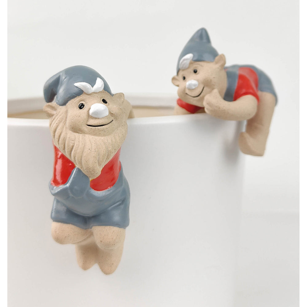 2x Urban 8cm Ceramic Gnome Pot Hanger Figurine - Assorted