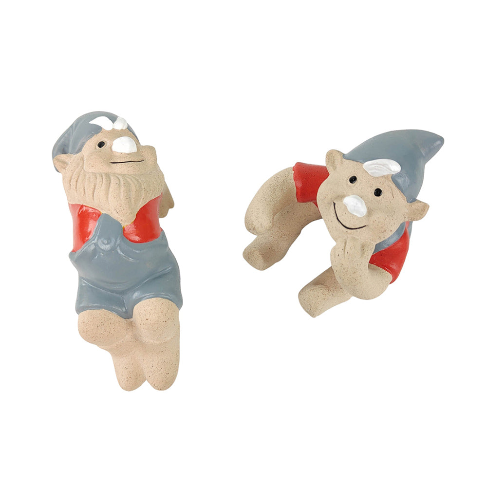 2x Urban 8cm Ceramic Gnome Pot Hanger Figurine - Assorted