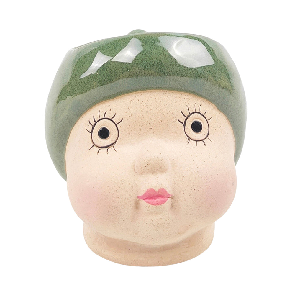 2x Urban 10cm Ceramic May Gibbs Gumnut Baby Head Planter - Green