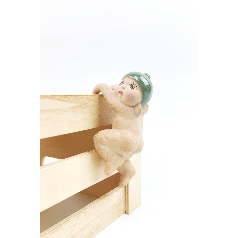2x Urban May Gibbs 11cm Ceramic Gumnut Baby Pot Hanger - Green