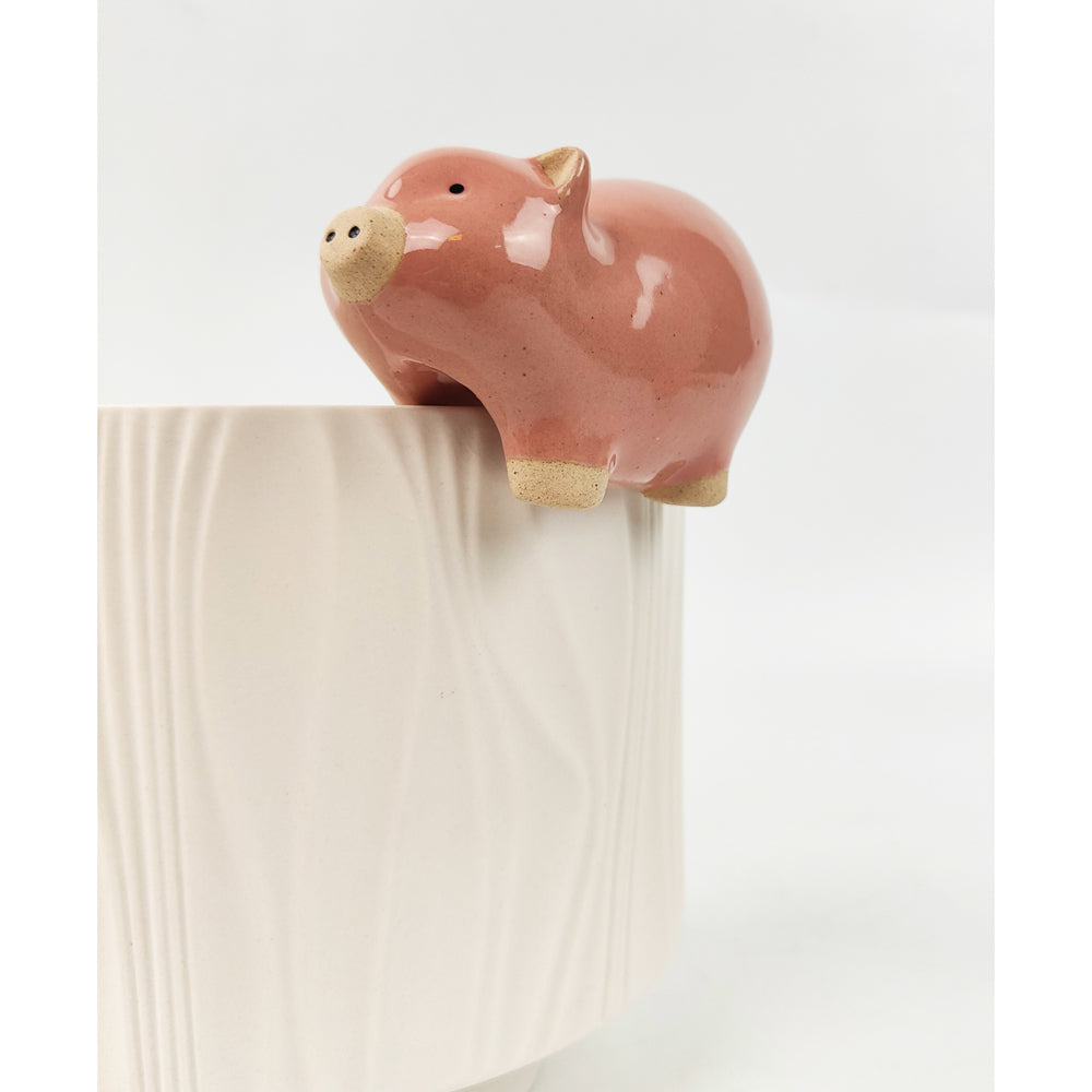4x Urban 9cm Ceramic Pig Pot Hanger Figurine Decor - Pink