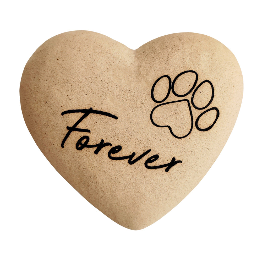 2x Urban 9cm Ceramic Forever Paw Boxed Heart Stone Decor - Sand