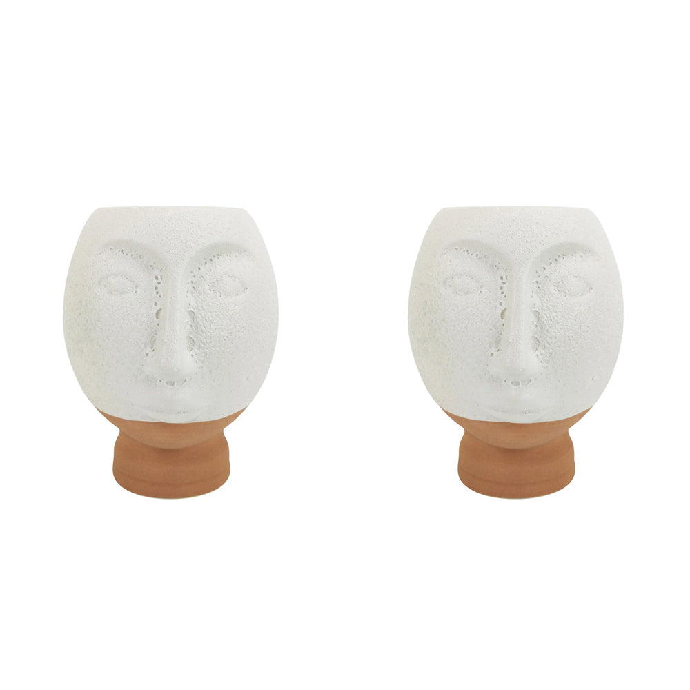 2x Urban Kendall Face 18cm Ceramic Plant/Flower Vase Display Small - White