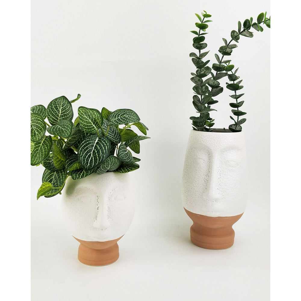 2x Urban Kendall Face 18cm Ceramic Plant/Flower Vase Display Small - White