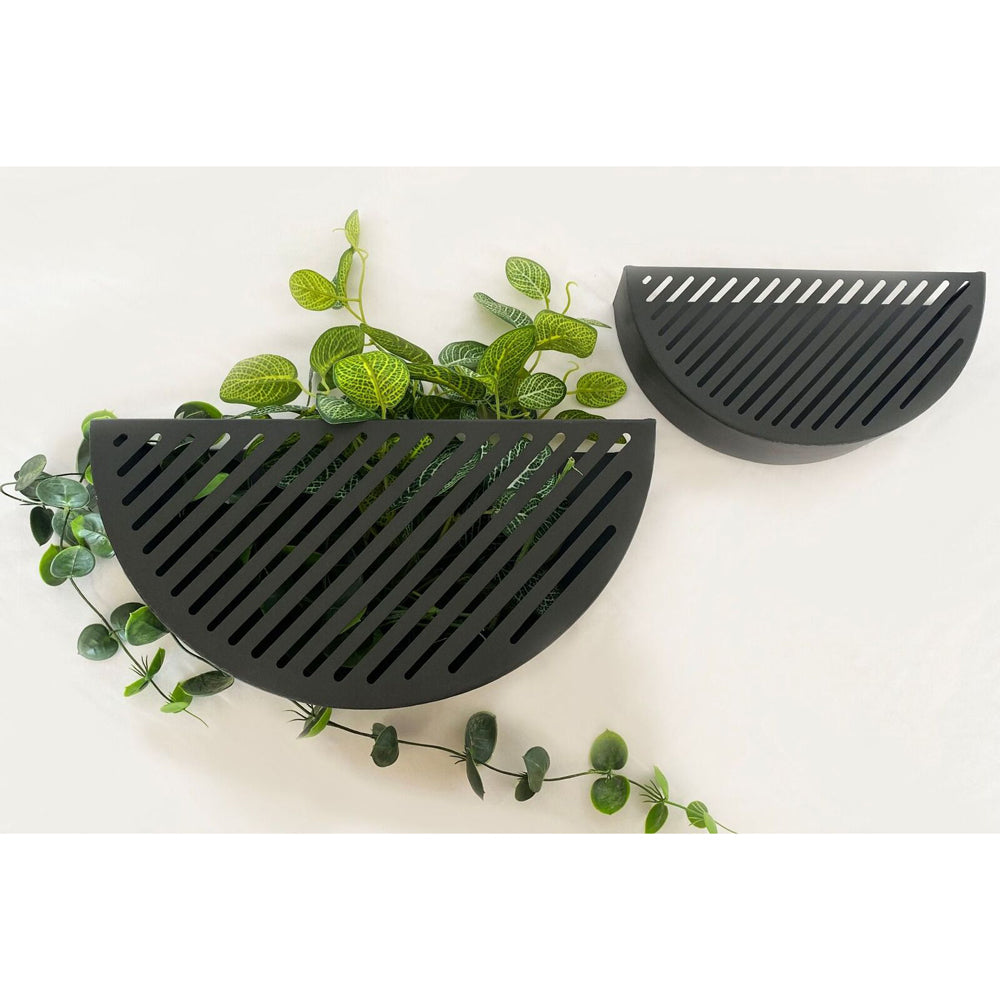 2pc Urban Bandit 25/35cm Hanging Wall Metal Planter Pot - Black