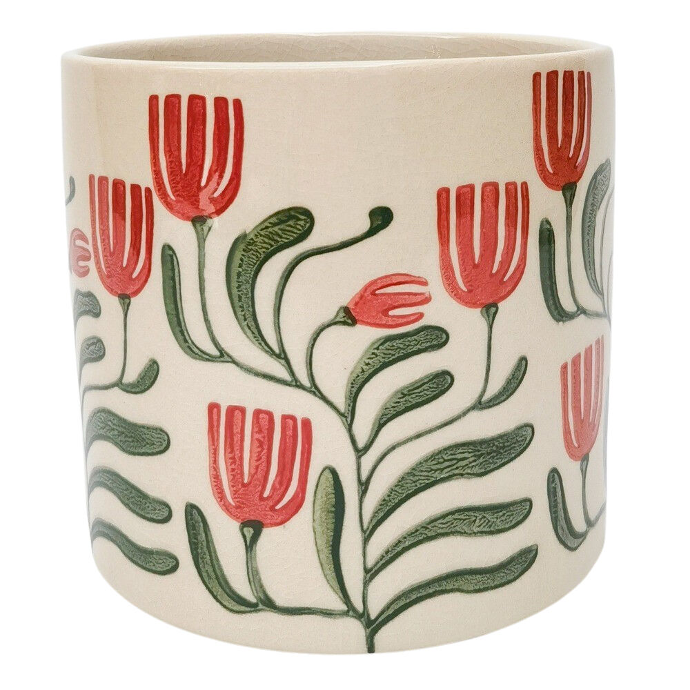 2PK Urban Pilbra Stoneware Planter Pot Large 17cm Green/Red