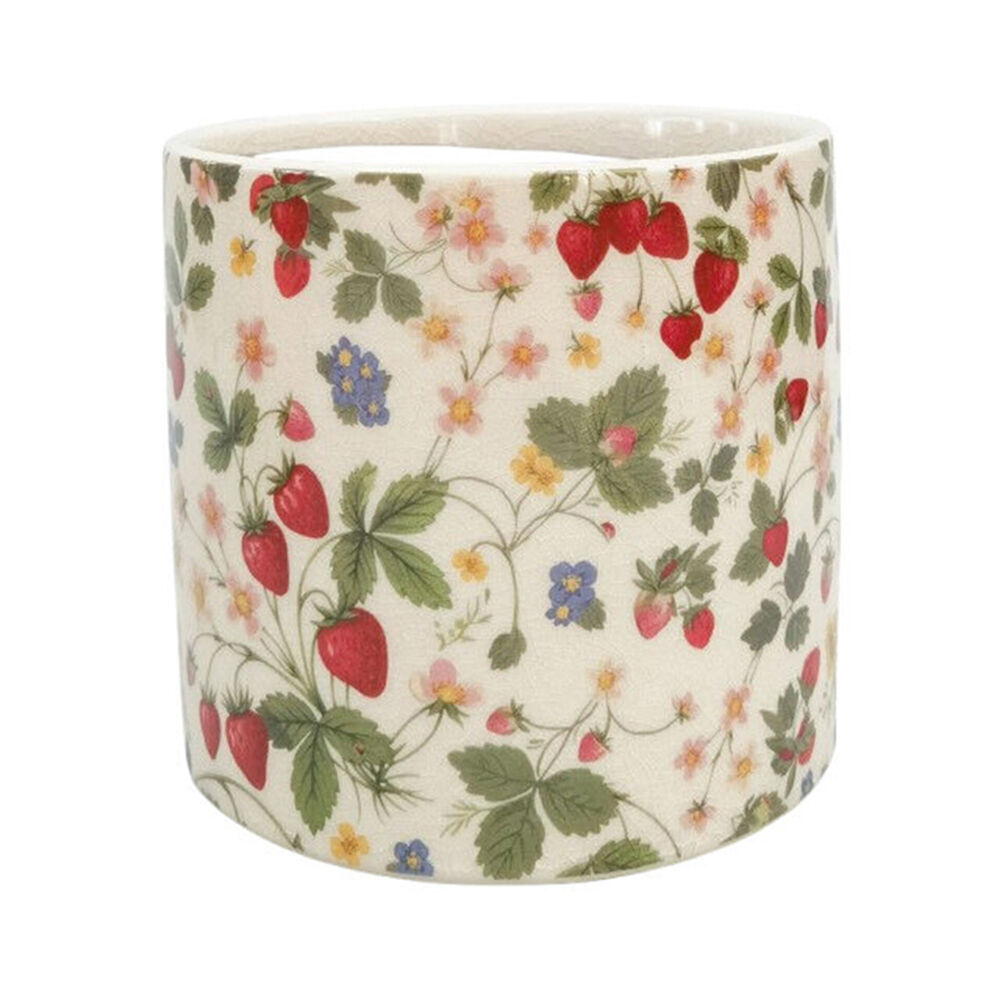 2PK Urban Strawberry Field Stoneware Outdoor Planter Pot 14x13cm Green/Red