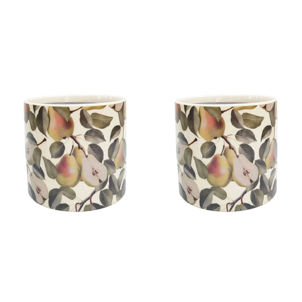 2PK Urban Pear Stoneware Outdoor Garden Planter Pot 14x13cm Green