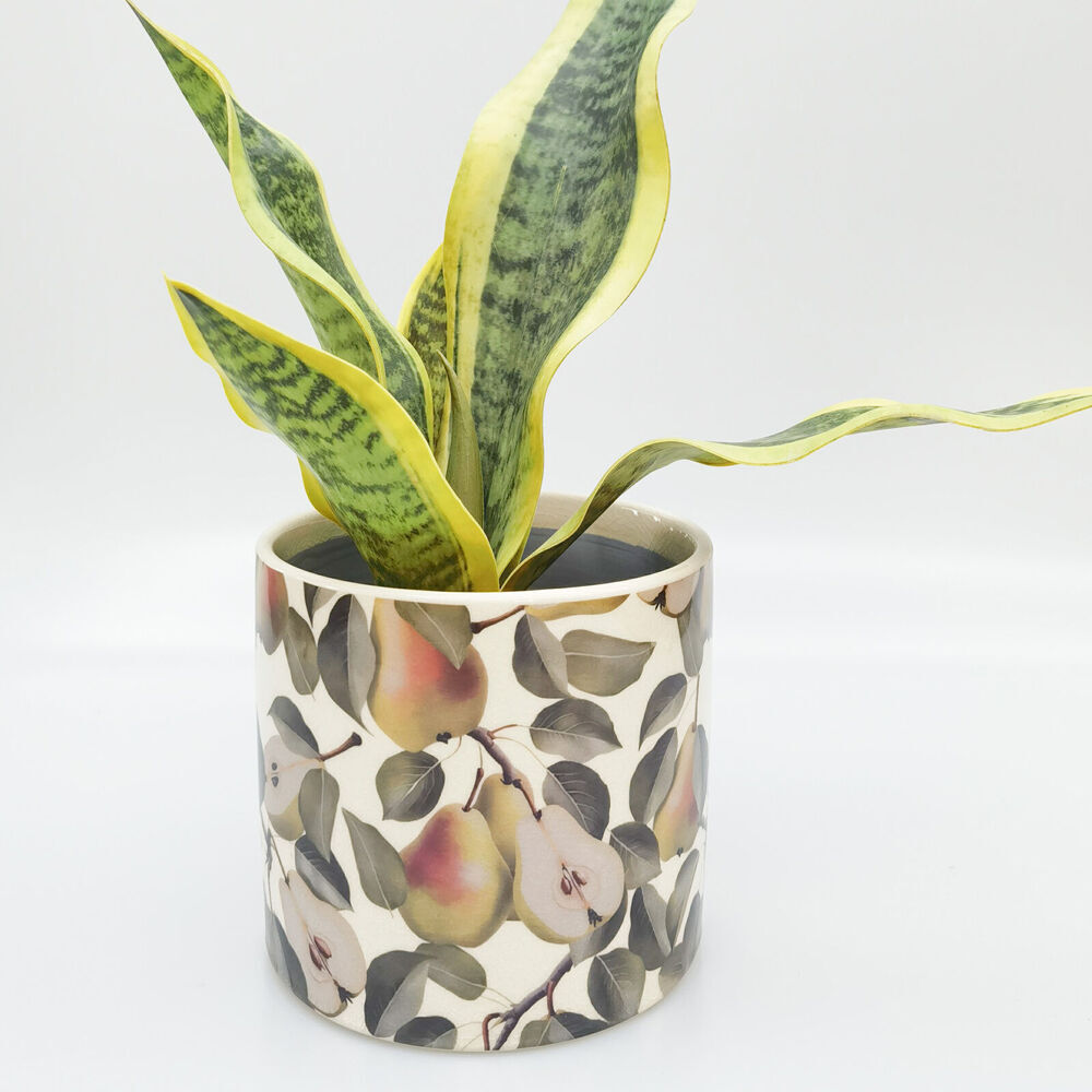 2PK Urban Pear Stoneware Outdoor Garden Planter Pot 14x13cm Green