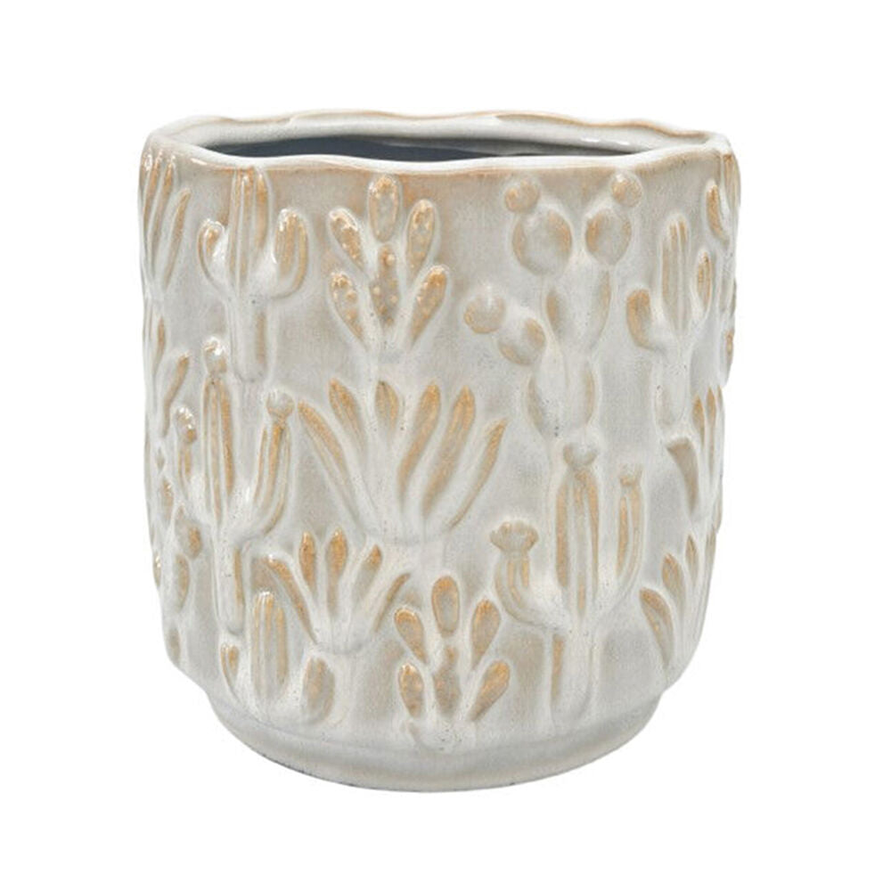 Urban Cactus Stoneware Outdoor Garden Planter Pot 15x14cm White