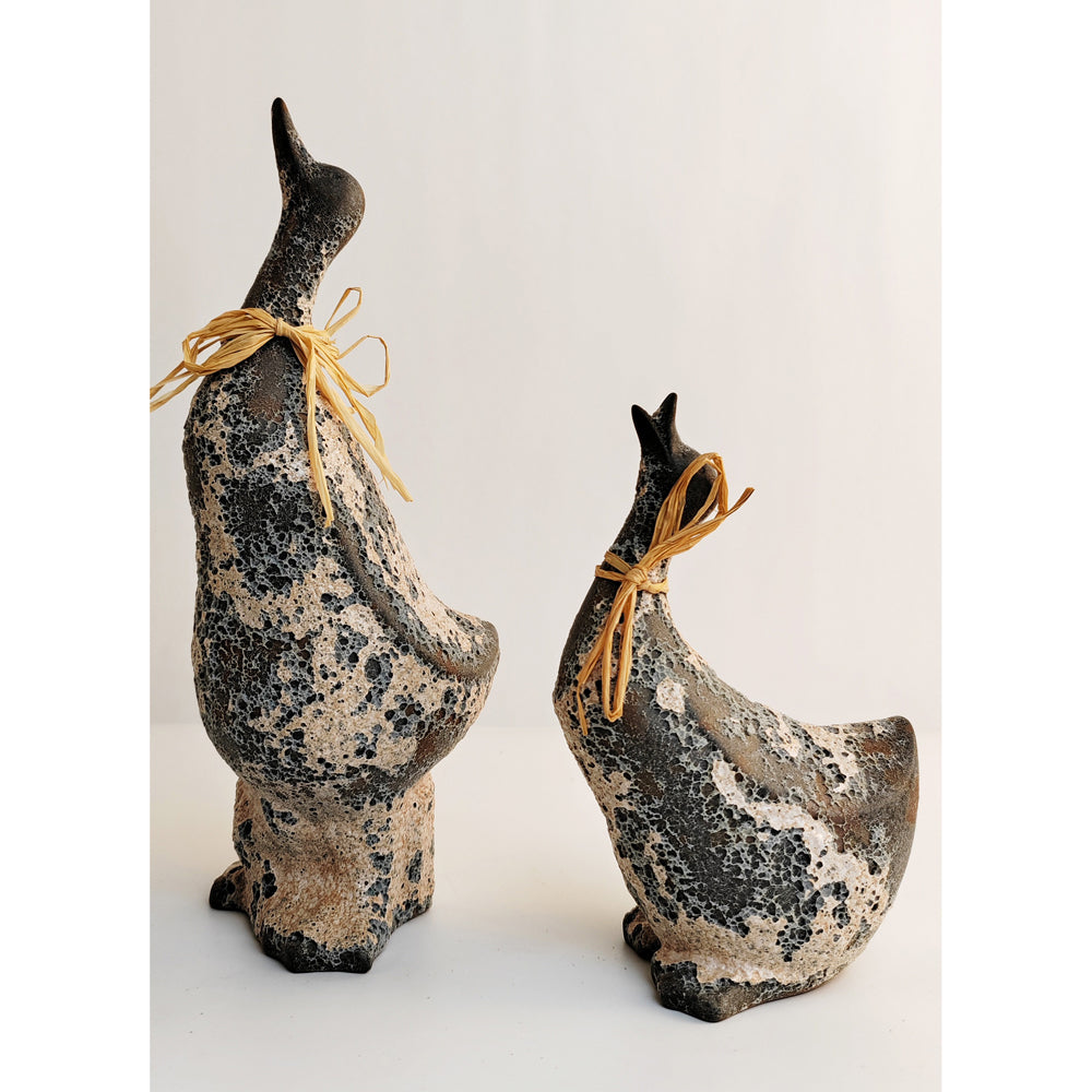 2x Urban 16.5cm Delphi Duck Garden Ornament Home Yard Decor - Grey