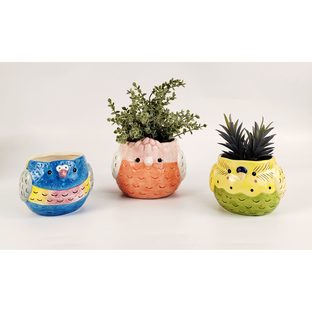 2x Urban 15cm Ceramic Galah Bird Planter Home/Garden Decor - Pink