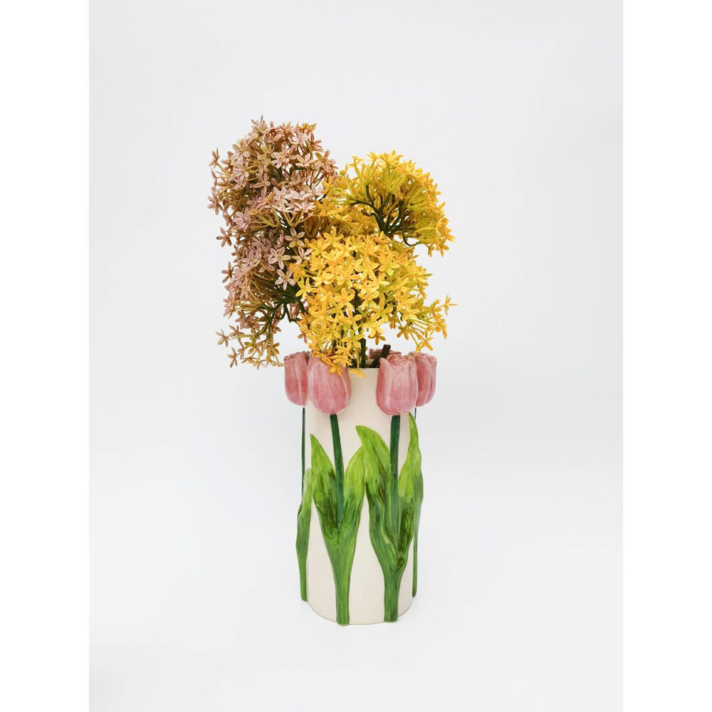 Urban Tulip Flower Vase Ceramic 24x14cm Pink/White