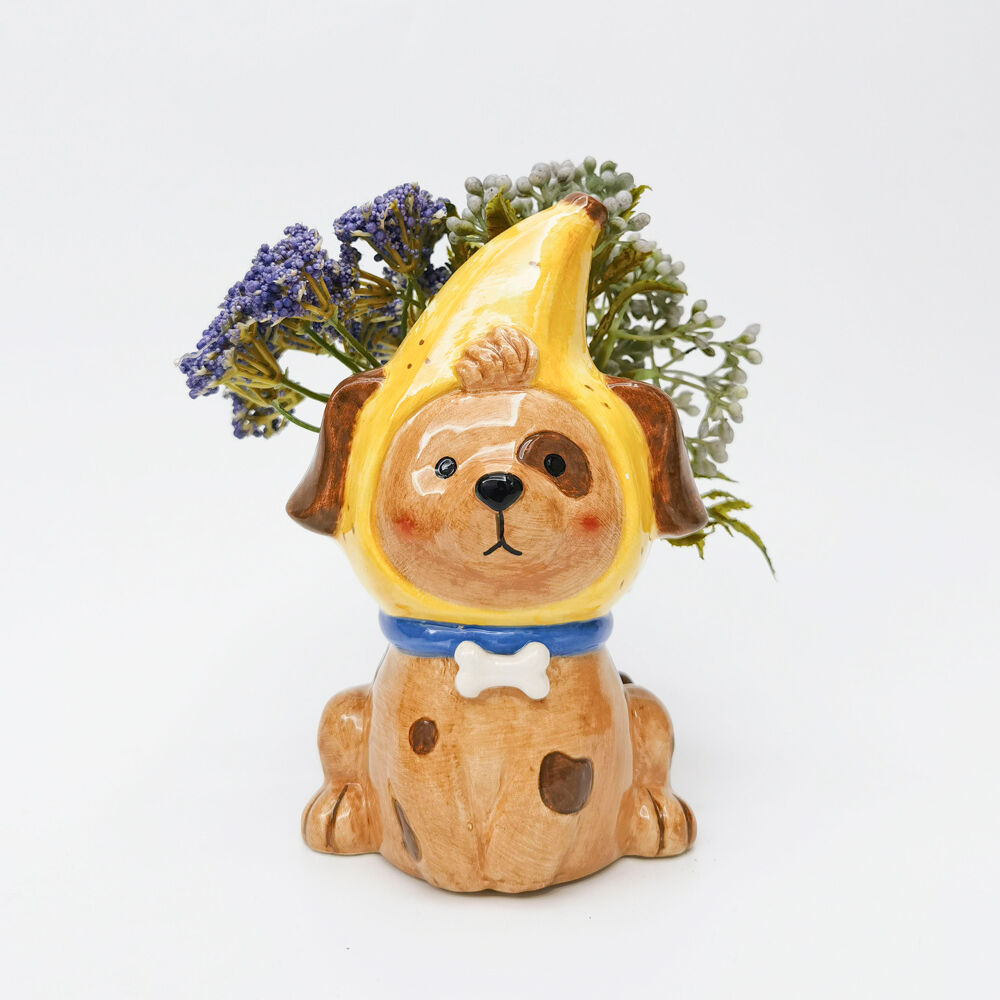 Urban Banana Dog Vase Ceramic 17x11cm Brown/Yellow