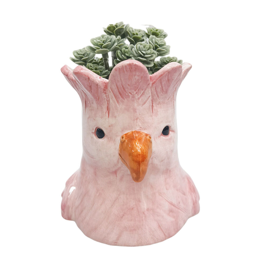 Urban Ceramic Perdy Parrot Outdoor Garden Planter Pot 14x13cm Pink