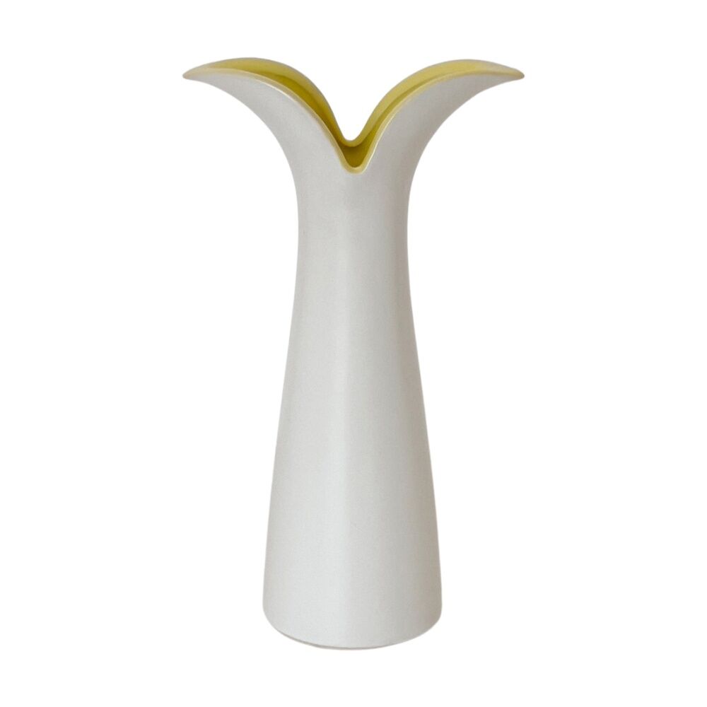 2PK Urban Groovy Stem Vase White Yellow 20cm Decorative Home Decor