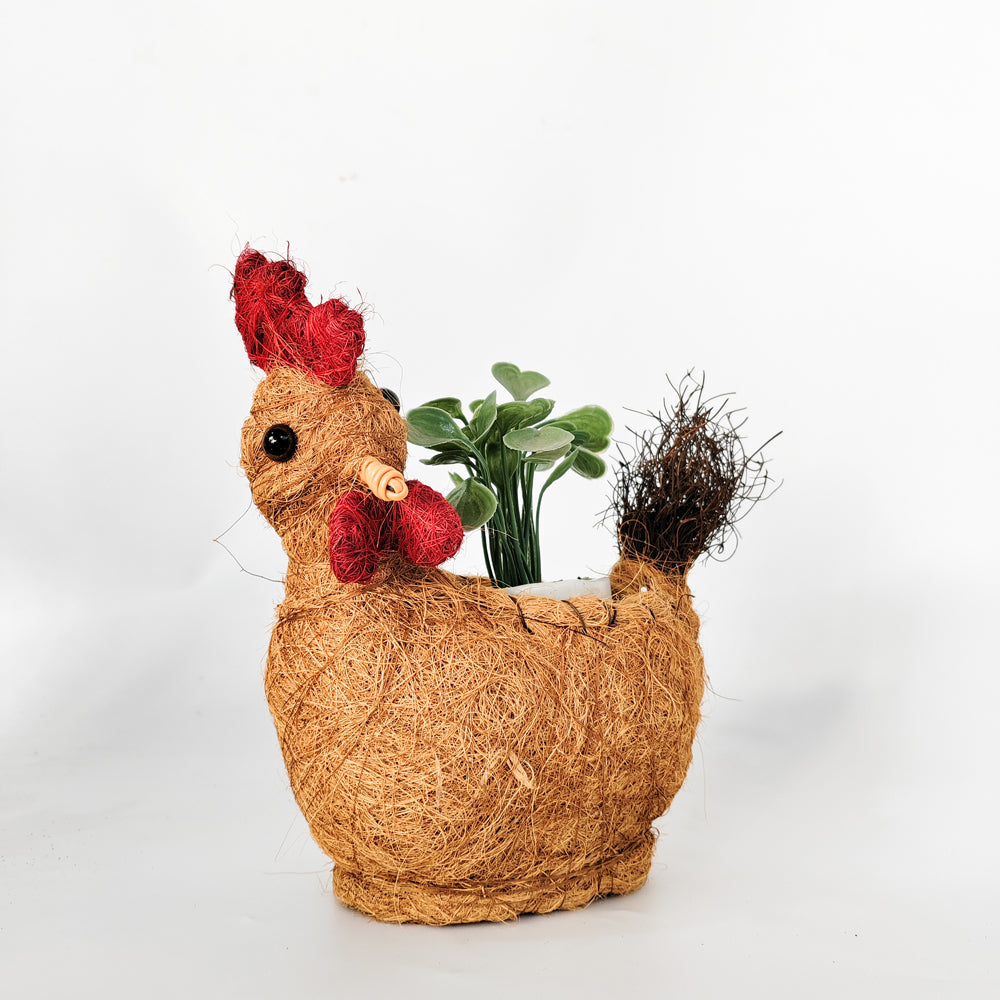 Urban Products HUSK Rooster Home Decor Planter Brown 26cm