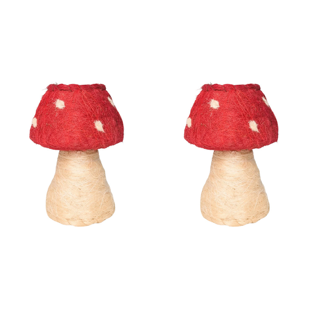 2PK Urban HUSK Toadstool Planter Red White 19cm Home Decorative Garden Decor