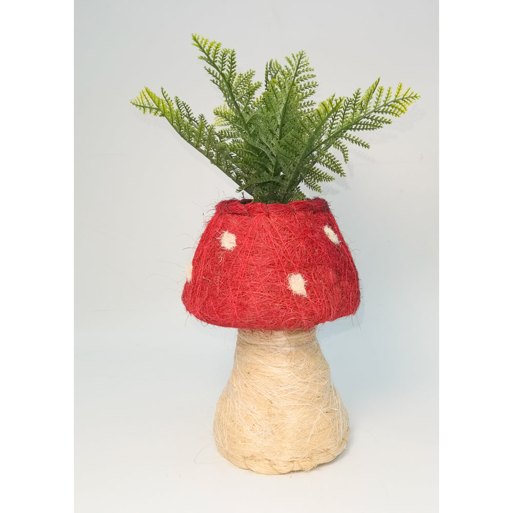 3PK Urban HUSK Toadstool Planter Red White 19cm Home Decorative Garden Decor