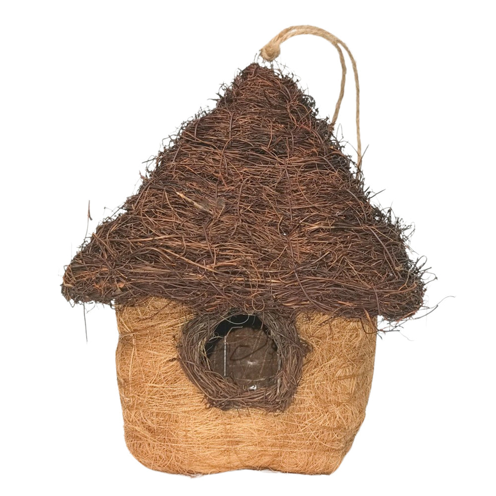 2PK Urban HUSK Hanging Birdhouse Brown 26cm Home Decor Garden Ornament