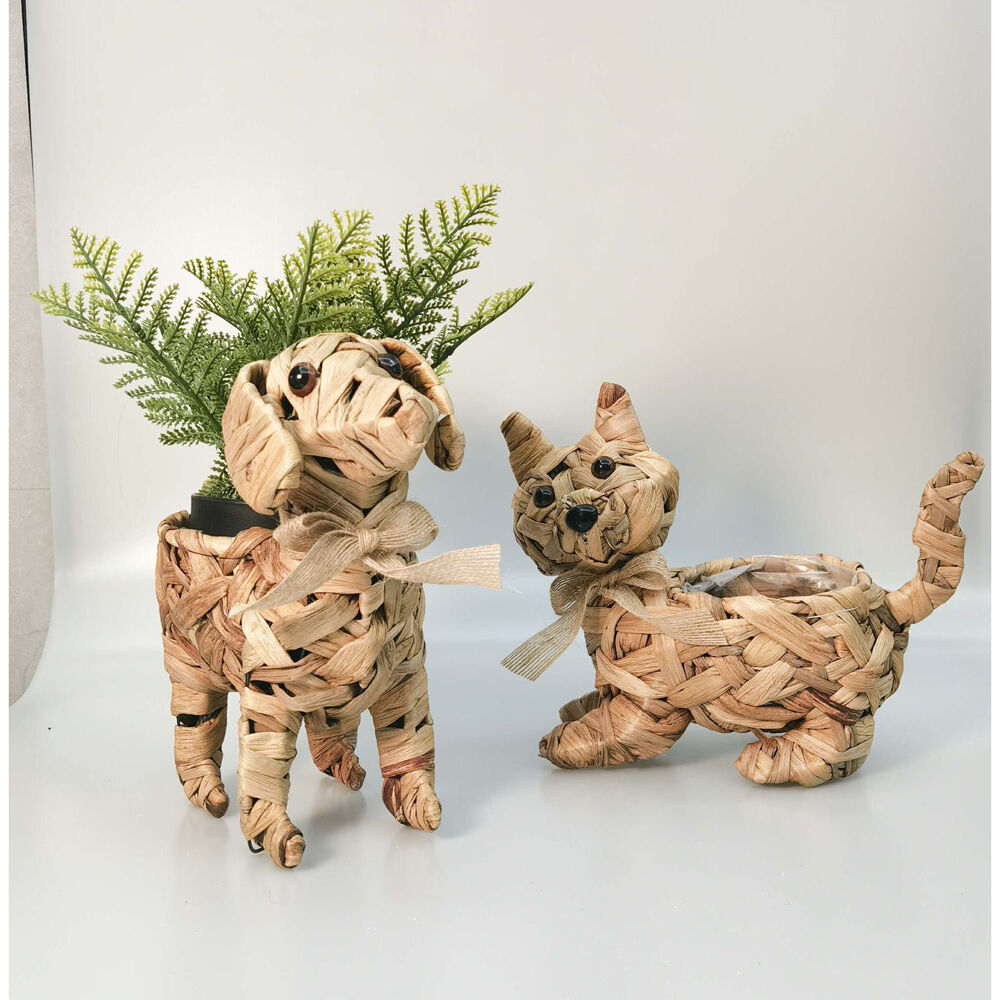 Urban Coconut Fibre Woven Cat Outdoor Planter Pot 25cm Natural