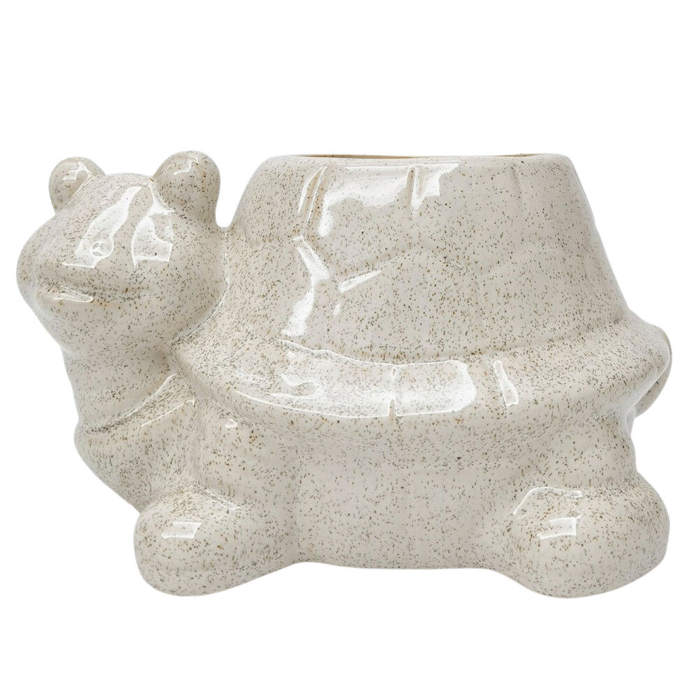 Urban Turtle Ceramic Planter Pot Speckle 20x14cm White