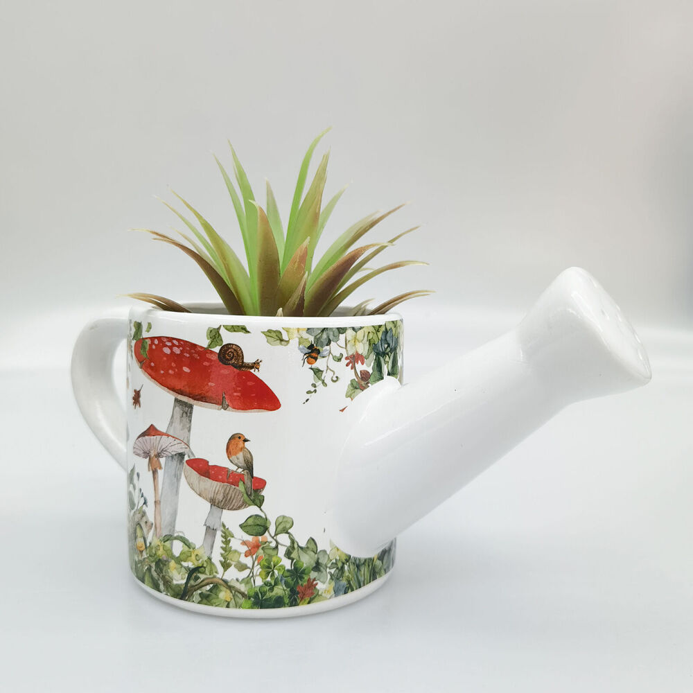 Urban Ceramic Enchanted Garden Watering Can Planter Pot 13x25cm Red