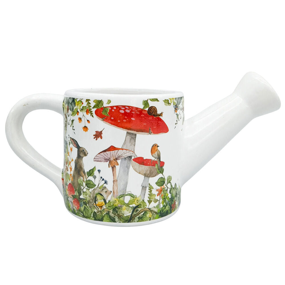 2PK Urban Ceramic Enchanted Garden Watering Can Planter Pot 13x25cm Red