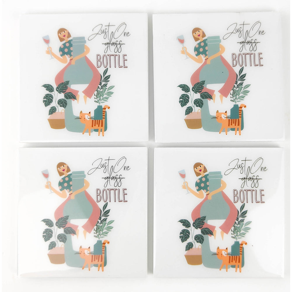 2x 4pc Urban Just One Bottle 10cm Coasters Mug/Cup Drink Table Mat Set