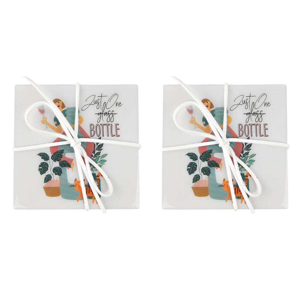 2x 4pc Urban Just One Bottle 10cm Coasters Mug/Cup Drink Table Mat Set