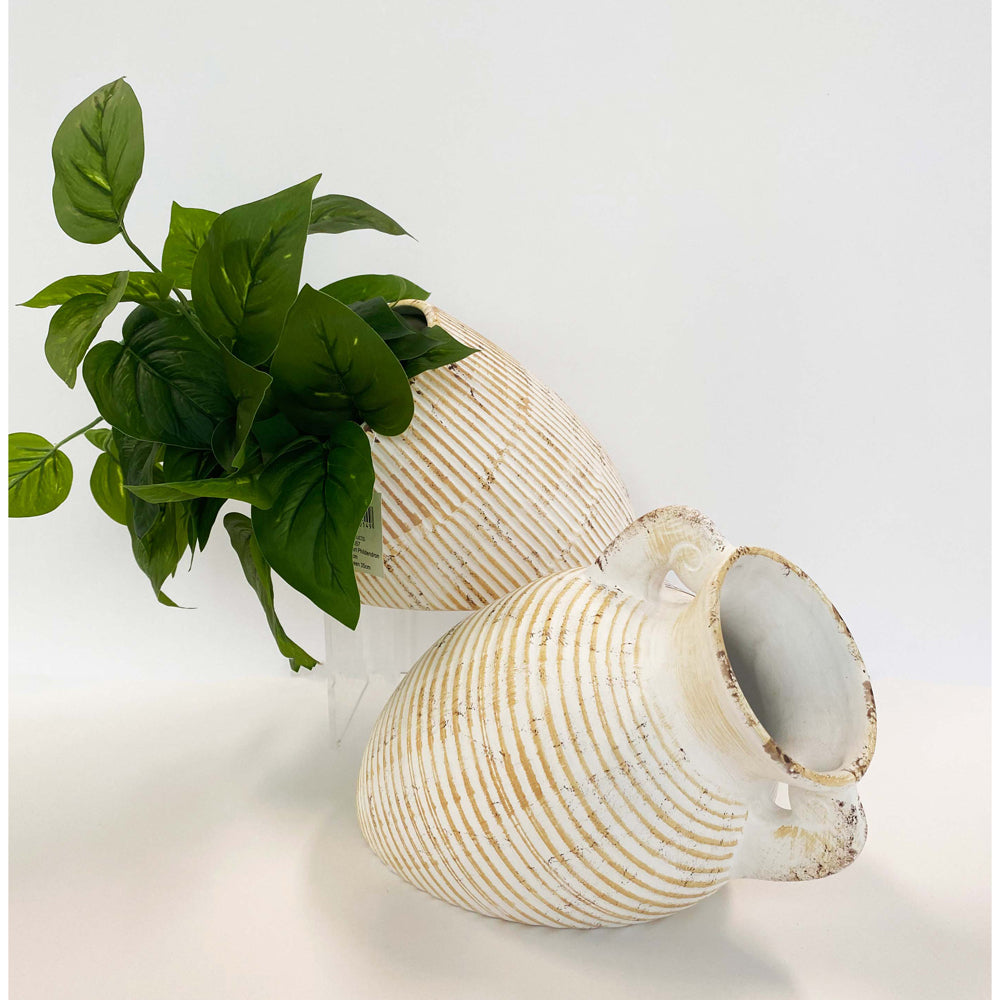 2x Urban Melin Leaning 26cm Plant/Flower Ceramic Vase Display - Aged White