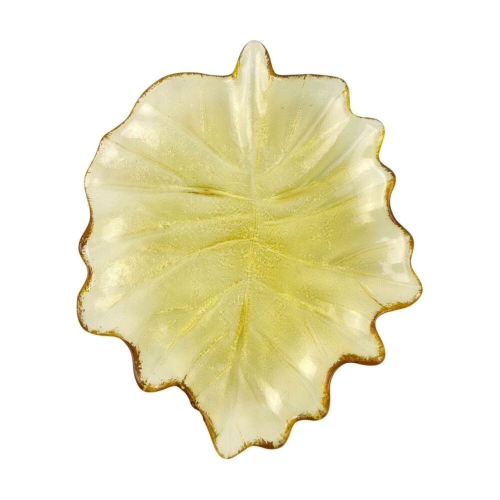2PK Urban Tommy 18.5cm Glass Leaf Dish Home Decorative Plate - Amber